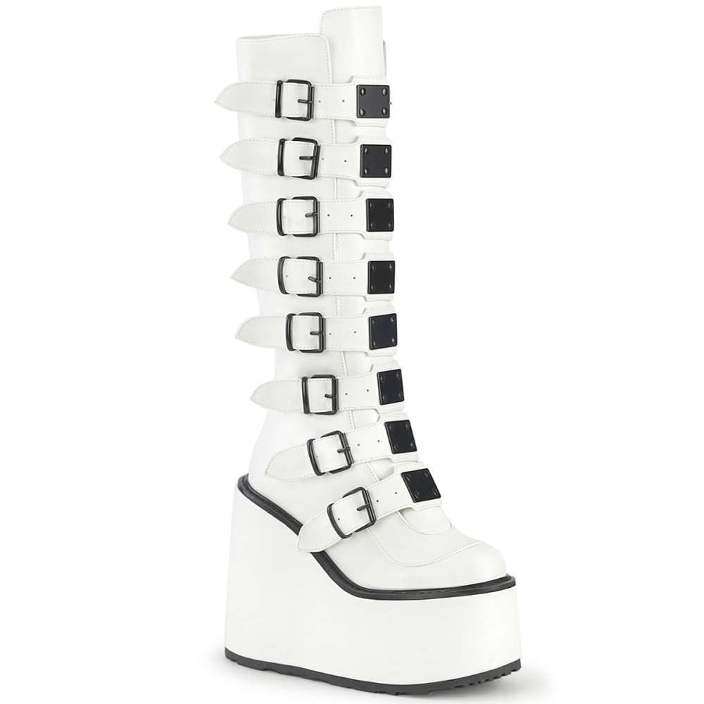 DemoniaCult - SWING-815 Bottes de plate-forme - Blanc/Noir